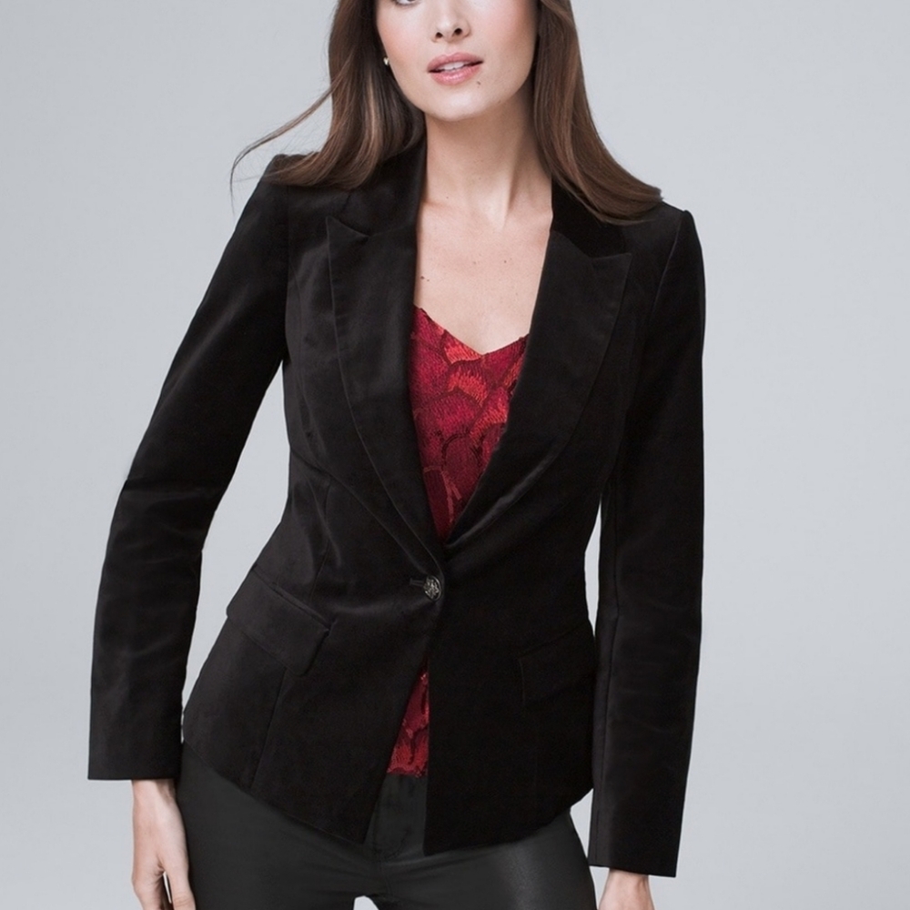 White House Black Market Black Velvet Blazer Jacket sz 2R NWT MSRP $160